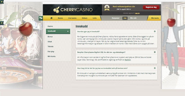 CherryCasino betalingsmetoder