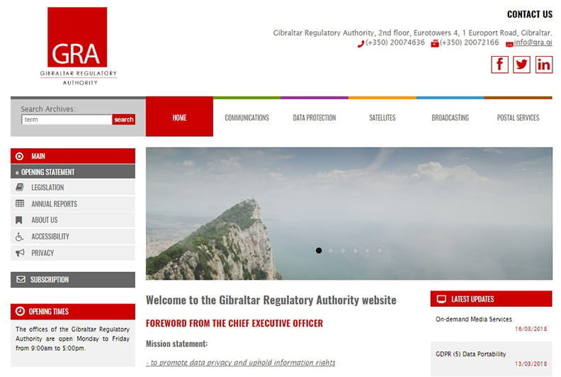 Forhåndsvisning av Gibraltar Regulatory Authority