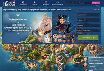 Casino Heroes hjemmeside