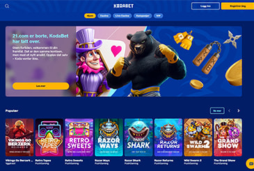 Bildet viser et utdrag fra Kodabet spill utvalg