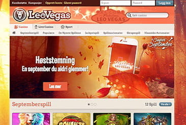 LeoVegas hjemmeside lite bilde