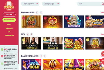 Samling av Maneki Casinos spill mulighetene fordelt på kategorier