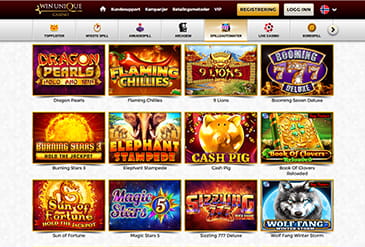 Win Unique Casino spillutvalg